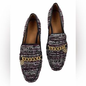 NEW TORY BURCH MINI BENTON 20MM CHARM LOAFERS TWEED SIZE: 8